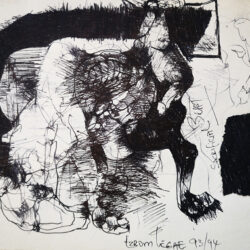 Ezrom Legae - Ink Drawing on paper - Personal sketch pad