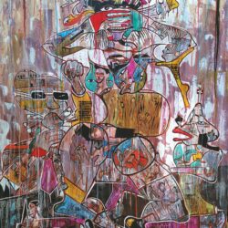 Blessing Ngobeni - Mixed Media and collage on Canvas