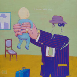 Louis van den Heever - A bad man holding a baby
